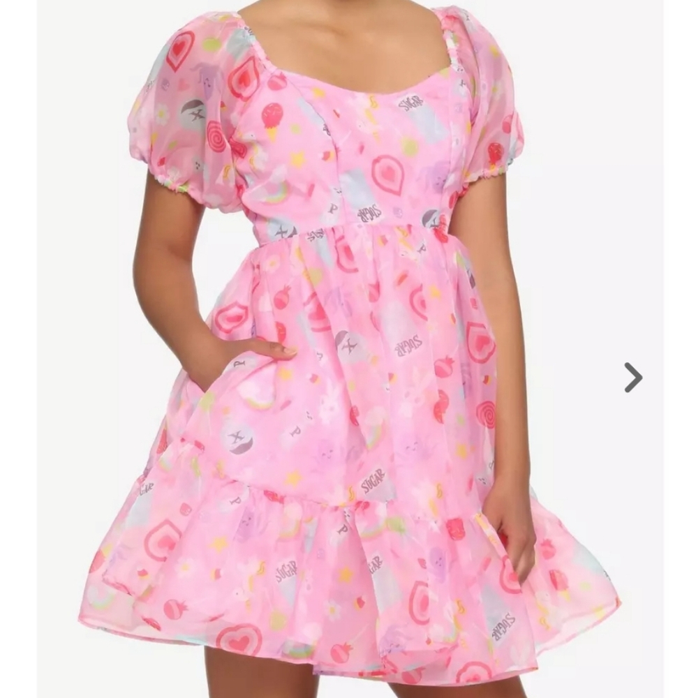 Hot Topic Powerpuff Girls Ingredients pink Ruffle mini dress size 3/3X NWT cute